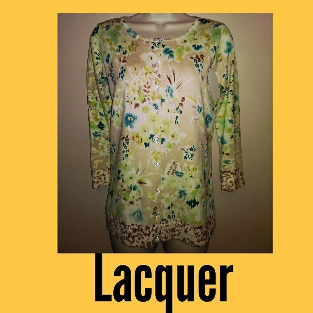 Vintage Lacquer Floral Cardigan‎ Top-NWT - Picture 3 of 4